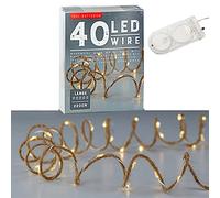 Catena luminosa a LED micro filo su filo di iuta, luce bianca calda, lunghezza 240 cm, con 40 LED, per illuminazione natalizia, catena luminosa decorativa con funzionamento a batteria (1 x 40 LED