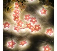 Catena luminosa con fiori di ciliegio, 200 cm, 20 LED, funzionamento a batteria, luci decorative per passeggino, luci per giardino, matrimonio, interno, esterno, terrazza, alberi, decorazione per