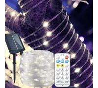 Catena luminosa di 300 microled 30 METRI led ricarica energia solare e USB con picchetto a pannelli da esterno per albero di Natale decorazioni eventi matrimoni feste(fredda 30 metri)