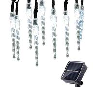 Catena luminosa esterna solare, luci solari della pioggia di ghiaccio, 8 Modalità Decorazioni luminose di Natale di effetto ghiaccio per il cortile (bianco, 6.5m 30LED)