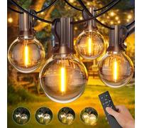 Catena Luminosa Esterno con Telecomando 30M, Dimmerabile G40 Luce da Esterno con 50+2 Pz Plastica Bianca Calda Lampadine, Luci da Esterno Giardino Impermeabile per Feste in Giardino, Matrimonio