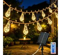Catena Luminosa Esterno Solare 10M Catena Luci Stringa con 15 S17 Lampadine, 8 Modalità, IP65 Impermeabile, Corda di Canapa Luci Solari Esterno Decorazione per Giardino, Cortile, Festa, Matrimonio