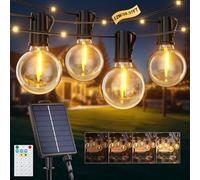 Catena Luminosa Esterno Solare 12M 14+1 G40 Lampadine LED Luci Solari per Esterni 19 Modalità Impermeabile Luci Solari Esterno con 26 LED per Giardino Terrazze Campeggio Patio Gazebo Matrimonio Feste