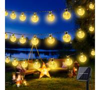 Catena Luminosa Esterno Solare 12M 60LED, IP65 Impermeabile Luci da Esterno Giardino Solari, 8 Modalità & Funzione Memoria Luci Solari da Giardino per Terrazzo, Gazebo, Festa, Balcone (Bianco Caldo)