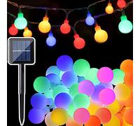 Catena Luminosa Esterno Solare 7M, 50 LED Luci Stringa Palla, 8 Modalità Impermeabile Illuminazione Decorative Luci Interno/Esterno per Feste, Giardino, Alberi, Decorazioni Natalizie, Multicolore