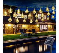 Catena Luminosa Esterno Solare, BrizLabs 6.5M 30 LED Cristallo Luce Stringa Impermeabile illuminazione 8 Modalità per Giardino, Portico, Albero, Matrimonio, Festa, Albero di Natale (Bianco Caldo)