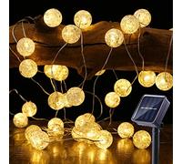 Catena Luminosa Esterno Solare, BrizLabs 7M 50 LED Stringa Luci Solari Cristallo Globo Bianco Caldo IP65 Impermeabile 8 Modalità Illuminazione per Giardino, Terrazza, Natale, Matrimonio, Festa