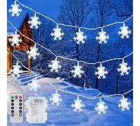 Catena Luminosa Interno 6M 40LED Fiocco di Neve Luci di Natale LED Luci a Batteria, Impermeabili Decorazioni Natale per Esterno Interno, Luci Natalizie per Albero di Natale, Giardino, Addobbi Natalizi
