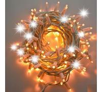 Catena luminosa LED da esterno Natale luci natalizie con Maxiled Reflex da 8 mm cavo gomma bianco 10 MT prolungabili 80 led Caldo fisso 20 Bianco intermittente allestimenti cielo stellato wedding