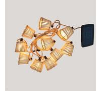 Catena Luminosa LED Esterno 5m Lungo IP44 2200 K Bambù Paralumi Solare Lampada