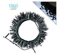 Catena di luci 41 metri da 1360 Led Mini Cluster Bianco Freddo con cavo verde e autospegnimento Wisdom