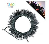 Catena di luci 41 metri da 1360 Led Mini Cluster Multicolore con cavo verde autospegnimento Wisdom