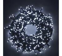 Catena di luci 15 metri da 300 Led Bianco Freddo con cavo verde Wisdom
