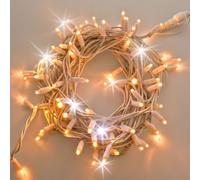 Catena Luminosa Natalizia a LED Luce calda Professionale, 10 metri con 100 LED Ultra-Luminosi, Prolungabile, per Esterni, Effetto Flash, Luci di Natale da Esterno (Luce calda + flash freddo)