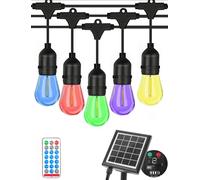 Catena Luminosa Solare 10 Lampade LED RGB E26/27 da 10MT Telecomando Dimmer IP65