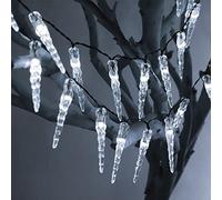 Catena Luminosa Solare da Esterno Natale, Luci Natalizie da Esterno Energia Solare Ghiaccio, Catena di Luci con Pannello Solare LED Luce Decorazione per Tenda Balcone Feste (6.5m 30LED, Fredda)
