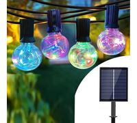 CATENA LUMINOSA SOLARE ESTERNO 30 PORTALAMPADE 10M LUCE RGB LUCI DI NATALE