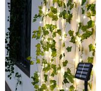 Catena Luminosa Solare Esterno, 7m 50LED Edera Finta Catena Luci, 8 Modalità Edera Artificiale Luci Giardino Esterno Impermeabili, Decorazioni Giardino per Balcone Matrimoni Cortile Feste Natale