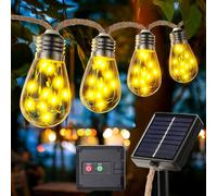 Catena Luminosa Solare Esterno | 8M 16 LED IP65 | 8 Modalità Luci Corda di Canapa Naturale | Impermeabile | per Feste, Giardino, Cortile, Balcone