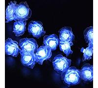 Catena Luminosa Solare, KEEDA 30 LED Rosa Fiore Stringa Luci Solari Impermeabile Esterno Giardino Decorazione per Terrazza Cortili Matrimonio Natale Festa (Blu)