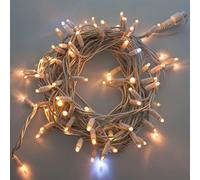 Catena luminosa stringa 100 LED da esterno Natale luci natalizie Maxi led Reflex 8 mm cavo gomma bianco 10 MT prolungabili 80 led fissi + 20 flash intermittenti (Calda fissa + Bianco freddo flash)
