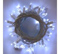 Catena luminosa stringa 100 LED da esterno Natale luci natalizie Maxiled Reflex 8 mm cavo gomma bianco 10 MT prolungabili 90 led fissi + 10 flash intermittenti (Bianco fisso + Bianco flash)