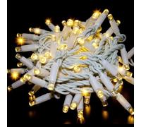 Catena luminosa stringa 100 MAXI LED Reflex 8mm da esterno Natale luci natalizie feste matrimonio cavo gomma bianco 10MT prolungabili 80 led fissi e 20 flash intermittenti (calda fissa + calda flash)