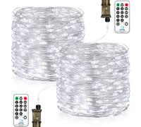 Catena Luminosa Stringa Luci, 23M 200 LEDs Lucine led Decorative 8 Modalità Impermeabile con EU Spina, Telecomando, Timer e Dimmer per Interni e Esterni, Natale, Matrimonio (2 Pezzi, Bianco Freddo)