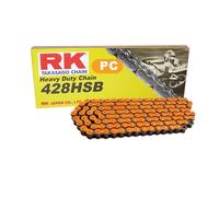 Catena Moto In NEON ARANCIONE RK PC428SB Con 104 Rulli E Chiusura A Clip Aperta