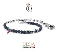 Catena Pantalone Pietre Naturali Onice Nero e Ematite | Ombre Preziose | Acciaio