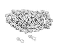 Catena per bici 11 velocità, acciaio legato completamente cavo, catena per bici da montagna con connettore - Materiale resistente, cambio fluido, adatta per trasmissioni a 11 (Argento)