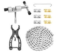 Catena per Bicicletta 6/7/8 Velocità, 1/2 x 3/32 Pollici 116 Maglie, Bici Interruttore Catena, Strumento Di Riparazione Della Catena Del Divisore Della, 3 Collegamenti e Pinza per Bici da Strada, MTB
