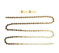 Catena per bicicletta a 9 velocità, acciaio al carbonio dorato, resistente e ad alte prestazioni, per la guida su lunghe distanze su strada e mountain bike