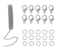 Catena per Bracciale in Ferro Argento, Catena DIY per Gioielli Fatti a Mano | Moschettone, Chiusura per Collane, Anelli Aperti, Accessori per Collane