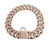 Catena per cani cubana in oro rosa resistente di 32 mm di larghezza con chiusura di sicurezza, collare per cani di lusso personalizzato per cani di taglia media American Pitbull Pastore tedesco 55cm