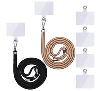 Catena per cellulare universale, cordino per cellulare, catena per cellulare universale da indossare al collo con cuscinetto, cordino per cellulare, regolabile e rimovibile., nero/oro., Hand washable