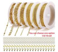 [Catena per collana per la realizzazione di gioielli] 1/6/10 rotoli di catena per collana - con anelli di congiunzione/chiusura a aragosta/connettori catena per la realizzazione di gioielli - 24m-2m c