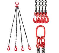 Catena per gru T8, resistente all'usura, catena di arresto della catena, gancio a forcella per gru, diametro 8 mm, con portata, catena di sollevamento a quattro zampe da 1,5 m, catena a 4 fili,