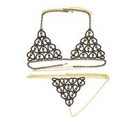 Catena per il corpo bikini sexy di lusso cuore crytal bikini catena per il corpo imbracatura per le donne lingerie alla moda catena Bling strass reggiseno e perizoma set gioielli per le donne catena