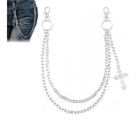 Catena per il Corpo con Croce in Argento - Catene e Collane per il Corpo Stile Punk Multistrato per Uomo e Donna, Accessorio Moda Regolabile, Perfetto per Jeans, Pantaloni e Outfit Urban