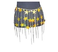 Catena per il corpo con frange a forma di pentagramma e stella con paillettes per danza del ventre da donna(CC046-J)