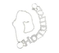 Catena per il corpo con lettera impreziosita da strass multiuso, accessorio alla moda per ragazze e ragazzi, vita regolabile