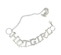 Catena per il corpo con lettera impreziosita da strass multiuso, accessorio alla moda per ragazze e ragazzi, vita regolabile con glitter e strass