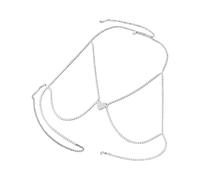 Catena per il corpo con nappe a forma di cuore con strass, gioiello per il corpo da donna, perfetto per feste, matrimoni e da indossare tutti i giorni, accessorio da sera, One Size, come descritto