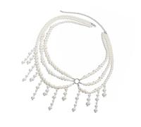 Catena per il corpo con perle fatte a mano portatile regolabile accessorio per gioielli per abiti eleganti sicuri di tutti i giorni abbigliamento casual nappe catena toracica, Misura unica, come