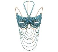 Catena per il corpo con perline per il petto, gioielli per il corpo, festival, estate, spiaggia, bikini, night club, accessori per feste
