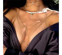 Catena per il corpo sexy 1 pezzo Catena per il corpo con strass Nappa Accessori per matrimoni da spiaggia sexy Reggiseno Catena per corpo incrociato Gioielli per donna Accessori per il corpo Catena per il corpo per le donne (Colore metallo : Oro) (A Gold)