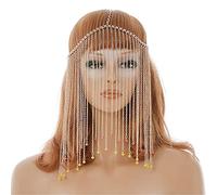 Catena per il viso da donna, maschera in maschera da donna, catena per la testa, per feste di Halloween, cosplay, Misura unica, Metallo