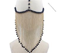 Catena per il viso in metallo con ciondolo a nappa lunga per la danza del ventre, decorazione per Halloween, cosplay e feste, Misura unica, Metallo