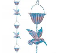 Catena per la pioggia funzionale per esterni, 4,3 m, con design colibrì e 7 tazze per un drenaggio efficace e uno stile da giardino
